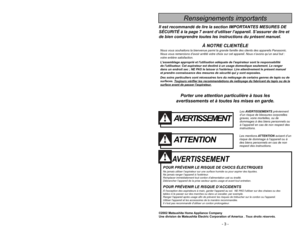 Page 3- 3 -
- 38 -
Garantía de la
aspiradora de Panasonic
(United States)
Panasonic Home and Commercial Products Company o Panasonic Sales Company
(colectivamente referido como garante) arreglará este producto gratis con piezas nuevas o
restauradas en los Estados Unidos o Puerto Rico por un año de la fecha de compra original en
caso de un defecto en las materials o en el montaje del producto.
Esta garantia excluye la mano de obra y las piezas para las siguientes piezas que requierenel cambio normal
: las...