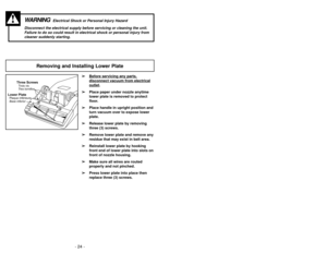 Page 24- 21 -Uso de herramientas
Utilisation des accessoires
➢La herramienta para hendiduras se
puede utilizar en los puntos siguientes: 

Muebles

Cojines

Cortinas

Escaleras

Paredes
➢El cepillo para sacudir se puede utilizar
en los puntos siguientes: 

Muebles

Cortinas

Escaleras

Paredes
➢Le suceur plat peut être utilisé dans les
conditions suivantes:
 Meubles
 Coussins
 Rideaux
 Escaliers
 Murs
➢La brosse à épousseter peut être
utilisée dans les conditions suivantes:
 Meubles
 Rideaux
...