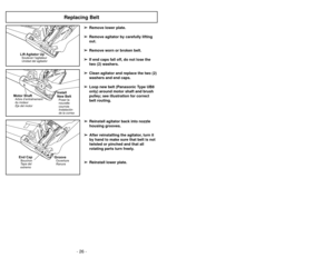 Page 26- 26 -- 19 -Ajustes del mango
1)➢
Pise en el pedal de liberación del
mango para cambiar la posición del
mango.
1)➢Avec le pied, appuyer sur la pédale de
réglage de l’inclinaison du manche pour
mettre le manche à la position désirée.Réglage de l’inclinaison du manche
2)➢
Mueva la aspiradora a la posición
vertical para el amenace y el uso de las
herramientas.
3)
➢
Mueva la aspiradora a la posición
mediana para el uso normal.
4)
➢
La posición baja para limpiar debajo de
los muebles. 4)
➢La position à plat...