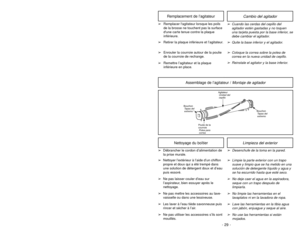 Page 29- 12 -
- 29 -
Attaching HandleASSEMBLY
ScrewVis
TornilloHoleOrificioOrifice
HandleMangoManche
Handle
ScrewVis du
manche
Tornillo del
mango
Power CordCordon dalimentation
Cordóneléctrico
Plug HeadAgrafe de
fixation de
la fiche
du cordon
Enchufe
1)
➢ ➢
DO NOT plug in until assembly is
complete.
➢ ➢
Remove handle screw.
➢ ➢
Insert handle with cord hooks to the
back of the cleaner.
2)
➢ ➢
Insert screw.
➢ ➢
Tighten screw.
3)
➢ ➢
Push power cord into cord clip.
4)
➢ ➢
Wrap power cord around cord hooks.
➢ ➢...