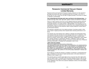 Page 41- 8 -
- 41 -
TABLE OF CONTENTS
CONSUMER INFORMATION..................................................................................................... 2
IMPORTANT SAFETY INSTRUCTIONS ...................................................................................5
GROUNDING INSTRUCTIONS................................................................................................10
PARTS...