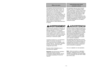 Page 11- 11 -
- 38 -
BEFORE REQUESTING SERVICE
Review this chart to find do-it-yourself solutions for minor performance
problems. Any service needed, other than those described in these
Operating Instructions, should be performed by an authorized service
representative.PROBLEM POSSIBLE CAUSE POSSIBLE SOLUTIONCleaner will 1.Unplugged at wall outlet.1.Plug in firmly. Push ON-OFF 
not run.switch to ON.
2.ON-OFF switch not turned on.2.Push ON-OFF switch to ON.
3.Tripped circuit breaker/blown3.Reset circuit breaker...