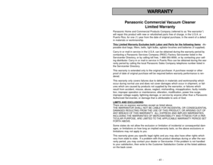 Page 41- 8 -
- 41 -
TABLE OF CONTENTS
CONSUMER INFORMATION..................................................................................................... 2
IMPORTANT SAFETY INSTRUCTIONS ...................................................................................5
GROUNDING INSTRUCTIONS................................................................................................10
PARTS...