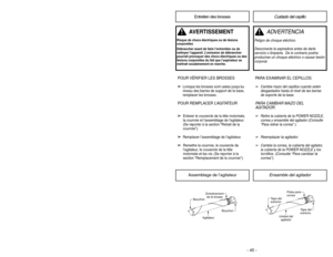 Page 45-12 -
- 45 -
PARTS IDENTIFICATION
Nomenclature
I Id
de
en
nt
ti
if
fi
ic
ca
ac
ci
ió
ón
n 
 d
de
e 
 p
pi
ie
ez
za
as
s
3-Way On/Off Switch (Off/Floor/Carpet)Interruptor de encendido/apagado de tres posiciones
(Apagado/Piso expuesto/Alfombra) Interrupteuràtrois positions (Arrêt/Plancher/Moquette)
Hose SwivelPivot du tuyau
Dispositivo giratorio de la manguera
Hose Latch TabLanguette de blocage du tuyau
Pestaña de sujectión de la manguera
Suction ControlRéglage de
la puissance
de laspiration
Control de...