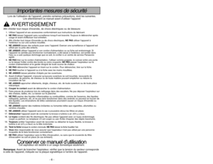 Page 6- 51 -
- 6 -
La aspiradora no arranca. 1. Está desconectada. 1. Conecte bien, oprima selector de encendido/ 
apagado a la posición ON.
2. Cortacircuitos botado o fusible quemado 2. Restablezca el cortacircuitos o cambie el 
en el tablero de servicio de la residencia. fusible.
3. Conexiones eléctricas de la manguera  3. Vuelva a conectar los extremos de la 
manguera,  sueltas.
No aspira 1. Bolsa para polvo llena o atascada. 1. Cambie la bolsa.
satisfactoriamente. 2. Vías de flujo de aire atascadas. 2....