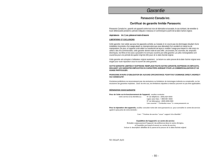 Page 55Please read IMPORTANT SAFETY INSTRUCTIONS on page 5 before
use. Read and understand all instructions.
TO OUR VALUED CUSTOMER
We are very pleased to welcome you to the Panasonic family of products. Thank you for 
purchasing this product. Our intent is that you become one of our many satisfied customers.
Proper assembly and safe use of your vacuum cleaner are your responsibilities. Your vacuum
cleaner is intended only for household use. The vacuum cleaner should be stored in a dry,
indoor area. Read the...