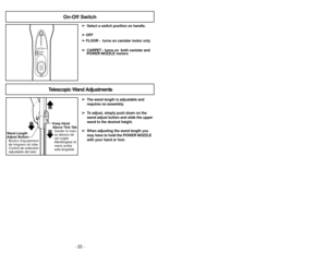 Page 22- 39 -
- 22 -
➢
➢
Vérifier le filtre de sécurité du moteur de
temps à autre et le remplacer lorsqu’il est
sale.
➢ Cheque el filtro de vez en cuando y
cambiar cuando sucio
Replacement du filtre de sécurité du
moteur
Cambio del filtro
➢
Desconecte la aspiradora.
➢
Levante el dispositivo de retención de goma
y saque el filtro de seguridad como se ve en
el diagrama.
➢Cambio del filtro.
➢ El lado blanco está montado hacia el
armazón la bolsa.
➢ No se puede limpiar el filtro y se debe
cambiarlo una vez al...