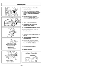 Page 44- 17 -
- 44 - Tuyau
Mango
➢
➢
Aligner la languette de blocage du tuyau avec
lencoche du couvercle du chariot et insérer le
tuyau dans le chariot jusqu’à ce qu’il
s’enclenche.
Pour enlever:
➢ ➢  
 
Soulever la languette de blocage du tuyau et
tirer le tuyau vers le haut.
➢ ➢
Insérer la poignée dans le tube jusqu’à ce que
le bouton de blocage s’enclenche en place.
➢
➢
S’assurer que le tuyau souple n’est pas tortillé.
Pour enlever:
➢
➢
Appuyer sur le bouton de dégagement rapide
de la poignée et tirer la...