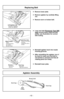 Page 42- 42 -
Replacing Belt
+
Lift Agitator UpSoulever l’agitateur
Inidad del agitador
+
Install New BeltPoser la nouvelle
courroie
Instalaciòn de la
correaMotor Shaft
Eje del motor Arbre
dentraînement
du moteur
+
End CapBouchon
Tapa del extremoGrooveOuverture
Ranura
➢ Remove lower plate.
➢ Remove agitator by carefully lifting
out.
➢ Remove worn or broken belt.
➢ Loop new belt (Panasonic Type UB8
only) around motor shaft and belt
pulley; see illustration for correct
belt routing.
➢ Reinstall agitator back into...