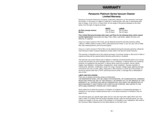 Page 41- 8 -
- 41 -
CONSUMER INFORMATION.................................................................................................... 2
IMPORTANT SAFETY INSTRUCTIONS....................................................................................5
PARTS IDENTIFICATION........................................................................................................ 10
FEATURE...