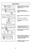 Page 46- 46 -
Replacing Belt
AgitatorAgitateur
Agitador
BeltCourroie
Correa
Motor ShaftArbre du moteur
Eje del motor
Motor ShaftArbre du moteur
Eje del motor
Belt Groove
Polea para correa Rainure de la courroie
End CapBouchon
Tapa del
extremo
SlotFente
RanuraNozzleTête daspiration Boquilla
AgitatorAgitateur
Agitador
➢ Replace belt whenever a burning
rubber smell caused by excessive
slippage occurs.
➢ Remove lower plate.  See
“Removing and Installing Lower
Plate”
➢ Remove agitator by carefully lifting
out.
➢...