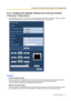 Page 758.5.4  Configure the settings relating to the auto pan function
(“Auto pan” setup menu)
Click the [Setup>>] button of “Auto pan” on the [Image/Position] tab of the “Image/Audio” page ( ®page 58).
The settings relating to the auto pan function can be configured with the setup menu.
Position
[Left end position setup]
Move the camera to the desired point to be set as the left end position point of the auto panning using the
control pad/buttons and adjust the image using the [Zoom] buttons and the [Focus]...