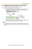 Page 21Installation/Troubleshooting
21[For assistance, please call: 1-800-272-7033]
1.6 Setting up Internet Access to the Camera
1.Display the Camera List window (see page 16—page 17).
2.Select the camera to set up and click [Execute].
 This program searches for the cameras that are connected to the router 
and displays the MAC Addresses, IP addresses and Port Numbers.
 The MAC Address on the rear side (see page 13) of the camera shows 
which camera you select on the Camera List window.
Note
If more than 20...