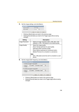 Page 108Operating Instructions
108
5.Set the image settings, and click [Next>].
 Clicking [].
fif
 Clicking [