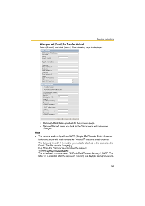 Page 90Operating Instructions
90
When you set [E-mail] for Transfer Method
Select [E-mail], and click [Next>]. The following page is displayed.
 Clicking [