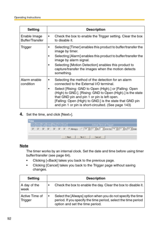 Page 98Operating Instructions
92
4.Set the time, and click [Next>].
Note
The timer works by an internal clock. Set the date and time before using timer 
buffer/transfer (see page 
64).
 Clicking [