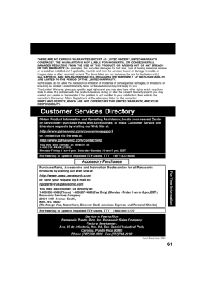 Page 6161
For Your Information
THERE ARE NO EXPRESS WARRANTIES EXCEPT AS LISTED UNDER “LIMITED WARRANTY
COVERAGE”. THE WARRANTOR IS NOT LIABLE FOR INCIDENTAL OR CONSEQUENTIAL
DAMAGES RESULTING FROM THE USE OF THIS PRODUCT, OR ARISING OUT OF ANY BREACH
OF THIS WARRANTY. (As examples, this excludes damages for lost time, cost of having someone remove
or re-install an installed unit if applicable, travel to and from the servicer, loss of or damage to media or
images, data or other recorded content. The items...