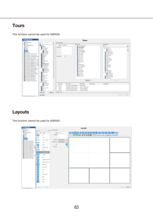 Page 636263
Tours
This function cannot be used for ASR500.
Layouts
This function cannot be used for ASR500. 