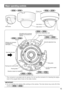 Page 15Major operating controls
  * This connector is provided only for service. Do not use the connector for checking the adjus\
t-
ment of the angular field of view on the video monitor. 
IMPORTANT:
	 •	 Do	not	hold	the	inner	dome	while	working	on	the	camera.	The	inner	dome	may	come	 off	of	the	
camera. 
SF549 SF548
Marker Direction marker for installation
Azimuth adjustment ring
Tilting table
Panning lock screw [LOCK] Panning table Dome cover fxing screw hole
Inner dome
Clear dome
Dome cover
(Provided only...