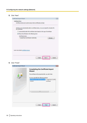 Page 1908.Click “Next”.
9.Click “Finish”.
190Operating Instructions
15 Configuring the network settings [Network]     