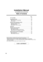 Page 3838
Installation Manual
(for qualified service personnel)
Table of Contents
page
For Your Safety  . . . . . . . . . . . . . . . . . . . . . . . . . . . . . . . . . . . . . . .  39
Assembling the unit  . . . . . . . . . . . . . . . . . . . . . . . . . . . . . . . . . . .  40●Accessories for assembling. . . . . . . . . . . . . . . . . . . . . . . . . .  40
● Assembly . . . . . . . . . . . . . . . . . . . . . . . . . . . . . . . . . . . . . . . .  41
Electronic Board Operations Check  . . . . . . . . . . . ....