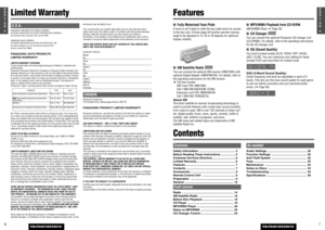 Page 376E
N
G
L
I
S
H
CQ-C5401U/C5301U
65E
N
G
L
I
S
H
CQ-C5401U/C5301U
Limited WarrantyU.S.A.PANASONIC CONSUMER ELECTRONICS COMPANY, 
DIVISION OF MATSUSHITA ELECTRIC CORPORATION OF AMERICA 
One Panasonic Way, Secaucus, New Jersey 07094
PANASONIC SALES COMPANY, 
DIVISION OF MATSUSHITA ELECTRIC OF PUERTO RICO, INC.
Ave. 65 de infanteria, Km. 9.5, San Gabriel Industrial Park
Carolina, Puerto Rico 00985PANASONIC AUTO PRODUCTS 
LIMITED WARRANTYLIMITED WARRANTY COVERAGE
If your product does not work properly...