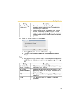 Page 131Operating Instructions
123
8.Select the transfer method, and click [Next>].
 Clicking [