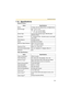 Page 201Operating Instructions
193
7.10 Specifications
Network Camera
Other SpecificationsItems Specifications
Zoom 12 steps, 42x (21x Optical Zoom, 2x Digital Zoom)
Pan/Tilt Angle Pan: -175° to +175°,
Tilt: -120° to 0° (On the table)/
       0° to +90° (On the ceiling)
Sensor Type 1/4-inch CCD (Interlace type), 380,000 pixels 
(Effective Pixels)
Illumination 3—100,000 lx (0.09—100,000 lx when in color night 
view mode)
White Balance Auto/Manual/Hold
Focus Auto/Manual (40 steps)
Minimum Object Distance Wide: 5...
