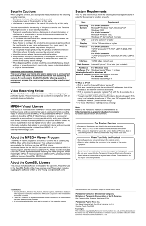 Page 2Security Cautions
When using this product, take appropriate measures to avoid the following 
security breaches.
• Disclosure of private information via this product
• Unauthorized use of this product by a third party
• Interference or suspension of the use of this product by a third party
You are responsible for the security of this product and its use. Take the 
following measures to avoid security breaches.
• To prevent unauthorized access, disclosure of private information, or 
interference or...