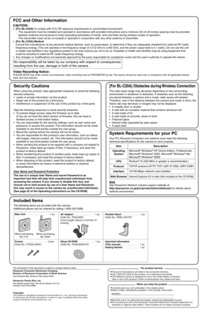 Page 2Carefully pack your unit, preferably in the original carton.
Attach a letter, detailing the symptom, to the outside of the carton.
Symptom
Send the unit to an authorized servicenter, prepaid and adequately insured.
Do not send your unit to the Panasonic Consumer Electronics Company listed left or to
executive or regional sales offices. These locations do not repair consumer products.
When you ship the product
Panasonic Servicenters are listed in the servicenter directory.
Call 1-800-272-7033 for the...