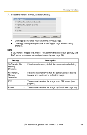 Page 65Operating Instructions
[For assistance, please call: 1-800-272-7033] 63
7.Select the transfer method, and click [Next>].
 Clicking [