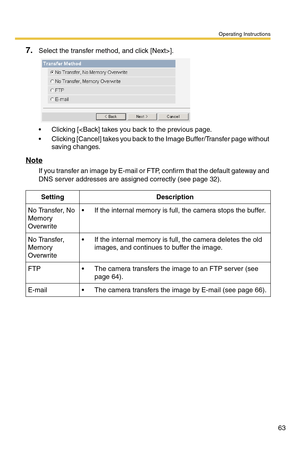 Page 63Operating Instructions
63
7.Select the transfer method, and click [Next>].
 Clicking [