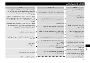 Page 4141
يبرع
اهحلاصإولاطعلأافاشتكا
ةلكشملا
لمتحملاببسلا
ءارجلإا
.ءيضي لا نحشلا ةلاح حابصم
.ةرتف ذنم اهمدختست مل وأ وتلل نانسلأا ةاشرف تيرتشا كنأ امبر
 ءدب دعب قئاقد ةدعل ليغشتلا وأ ضيمولا يف نانسلأا ةاشرف أدبت لا دق
 ةلاح يف .اهنحش يف تيرمتسا اذإ ليغشتلاب موقت فوس اهنكل ،اهنحش  دمتعم ةمدخ زكرمب لصتا ,ةرتف دعب ضيمولا يف اهرارمتسا .اهحلاصلإ  .ةعرسب ضموي نحشلا ةلاح حابصم
)ةيناث لك نيترم(
.نحشلا ءانثأ ةياغلل ةضفخنم وأ ةعفترم ةرارحلا ةجرد
 5يهو اهب ىصوملا ةرارحلا ةجرد قاطن يف نانسلأا ةاشرف نحشب مق...