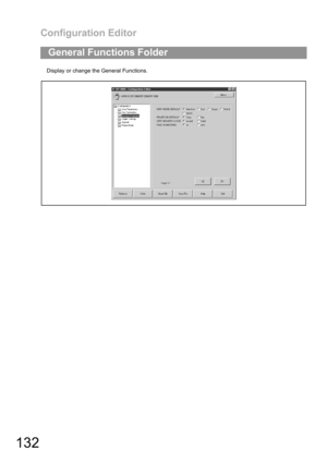 Page 132Configuration Editor
132
Display or change the General Functions.
General Functions Folder 