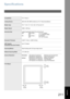 Page 211211  Appendix
Appendix
Specifications
CompatibilityITU-T Group 3
Coding SchemeJBIG, MH, MR, MMR (Conforms to ITU-T Recommendations)
Modem TypeITU-T  V.34, V.17, V.33, V.29, V.27 ter and V.21 
Modem Speed33600 - 2400 bps
Document SizeLedger/Legal/Letter/Letter-R/Invoice/Invoice-R
Max :  Platen Glass :   11 x 17 (Ledger)
ADF :   11.7 (Originals Width)
Min : Platen Glass :  No Minimum
ADF :   5.5 x 8.5 (Invoice)
Document Thickness0.0027 (13 lbs) - 0.0059 (29 lbs)
ADF Capacity
(Automatic Document Feeder)Up...