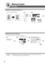 Page 6
6
Making Copies
Basic Menu
100%
12
If set to other
function modeIf original size
is not detected
Copy size is automatically selected.
Making Copies
NOTE●
During the copy operation and after making copies, the fan motor may start spinning. This is a
normal operation and is used to cool down the copier.
Basic Menu
or
123
Load paper on the
Sheet Bypass. Touch the PAPER TRAY button.
Select Sheet Bypass and
touch the SIZE CHANGE button.
■
■ ■
■
■  Copying the Same Size Originals (1:1)
■
■ ■
■
■  Selecting...