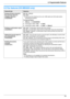 Page 599. Programmable Features
59
9.3 Fax features (KX-MB3020 only)
Feature/CodeSelection
Erasing all items stored for 
the one-touch dial and 
navigator directory
{#}{2}{8}{9}{0} “NO” (default)
{1} “YES”
LDisconnect the telephone line cord, USB cable and LAN cable before 
activating this feature.
To erase all items:
1.{Menu} i {#}{2}{8}{9}
2.Press {1} to select “YES”. i {Set}
3.Press {1} to select “YES”. i {Set} i {Menu}
Printing a confirmation report
{#}{4}{0}{1}{0} “OFF”: Confirmation reports will not be...