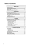 Page 44
Table of Contents
Before Use
Package Contents ..................................................................... 3
Important Safety Instructions .................................................. 6
Notes on Use ........................................................................... 10
Names and Functions of Each Part ...................................... 12
Preparation
Connecting a Power Source .................................................. 14
Inserting Battery into the Remote Control...