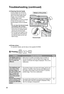 Page 9494
Troubleshooting (continued)
3 Cleaning thermal headsIf photo images are marred by 
horizontal lines and you are not 
able to print high-quality photo 
images, use a commercially 
available cotton swab, 
approximately 15 cm (6″) in length, 
to clean the full length of the 
thermal heads in the ink cassette 
slot.
• Do not clean the thermal heads 
immediately after printing.
•  Disconnect the power cord and 
remove the ink cassette before 
cleaning the thermal heads.
•  Do not insert your fingers in the...