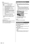 Page 106106
Note
●	 Shows leading error codes.
Details of the detected errors are as follows.
Error 
code Detail of the error
1. No USB memory is inserted.
2. scenario.dat/filelist.dat cannot be opened.
3. There is an error in the contents of 
scenario.dat/filelist.dat.
4. The play file format is not supported.
5. No play file exists.
7. There are several identical file definitions.
8. The scenario’s play time is over the limit.
9. The file definition listed in the scenario is 
not in the file list.
10. The...