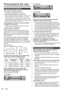 Page 1212
Precautions for use
Cautions when installing
Do not set up the Display outdoors.
 
•The Display is designed for indoor use.
Environmental temperature to use this unit
 
•When using the unit where it is below 1 400 m (4 593 
ft) above sea level: 0 °C to 40 °C (32 °F to 104 °F)
 
•When using the unit at high altitudes (1 400 m (4 593 
ft) and higher and below 2 800 m (9 186 ft) above sea 
level): 0 °C to 35 °C (32 °F to 95 °F)
Do not install the unit where it is 2 800 m (9 186 ft) 
and higher above sea...