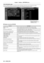 Page 9696 - ENGLISH
Chapter 4 Settings — [NETWORK] menu
Error information page
When [Error (Detail)] is displayed in the self-diagnosis display of the [Projector status] screen, click it to display the error details.
r
f The projector may go into the standby status to protect the projector de\
pending on the contents of the error.
[OK]: operating properly
[F AILED]: a problem occurred
[W ARNING]: warning
r
r Problem occurrence [FAILED]
Parameter
Description
[MAIN CPU BUS] There is a problem with the...