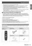 Page 19Precautions for use
ENGLISH - 19
Important 
Information
▶z The luminance of the lamp will decrease by duration of usage.
▶zThe lamp may burst with a loud sound or have its service life shortened because of shock, chipping, or 
degradation due to cumulative operating time.
▶zThe lamp life varies greatly depending on individual dif

ferences and usage conditions. In particular, 
frequent on/off switching of the power greatly deteriorate the lamp and affect the lamp life.
▶z Continuous use for over 1 week...