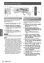 Page 50Switching on/off the projector
50 - ENGLISH
Basic Operation
Switching on the projector
Install the projection lens before switching on the 
projector. (
 page 43)
Remove the lens cover first.
1) Connect the power plug to an outlet.
(AC 200 V - 240 V 50 Hz/60 Hz)
2) Press the  side of the  switch to turn on the power .
▶zThe power indicator  
will light in red, and the projector will enter the 
standby mode.
3) Press the power on  button.
▶z The power indicator  
will light in green and the image will...