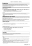 Page 65Chapter 3 Basic Operations — Projecting
ENGLISH - 65
Projecting
Check the projection lens attachment (x   page   50), external device connection (x   page   52), power cord 
connection ( x
  page   58), switch on the power ( x
  page   59) to start projecting. Select the video for projection, 
and adjust appearance of the projected image.
Selecting the input signal
Select an input signal.
1)
 
Press the input selection button (, , , , , , or 
) on the remote control or the control panel.
(SDI input is...