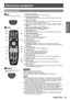 Page 21About your projector
ENGLISH - 21
Preparation
About your projector
Remote control
▶■Top(1) Remote control indicator
Flashes if any button in the remote control is pressed.
(2) Power standby <
> button
Sets the projector to the standby mode when the  switch on the 
projector is set to .
(3) Power on <
> button
Starts projection when the  switch on the projector is set to  
when the power is switched off (standby mode).
(4) Input selection (, , , , , )  buttons
Switches the input signal to project.(
 page...