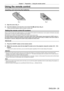 Page 29Chapter 1 Preparation — Using the remote control
ENGLISH - 29
Using the remote control
Inserting and removing the batteries
(ii)(i)
Fig. 1Fig. 2
1) Open the cover. (Fig. 1)
2)  
Insert the batteries and close the cover (insert the 
 m side first). (Fig. 2)
 fWhen removing the batteries, perform the steps in reverse order .
Setting the remote control ID numbers
When you use the system with multiple projectors, you can operate all the projectors simultaneously or each projector individually using single...