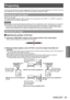 Page 35Projecting
ENGLISH - 35
Basic Operation
Projecting
Check the external device connections ( page 26) and power cord connections ( page 31) and then turn on the 
power (
 page 33) to start projection. Select the input signal and adjust the image.
Selecting the input signal
Select an input signal.
The images selected using the  button on the control panel or the  to  buttons on 
the remote control are projected. (
 page 37)
Attention
 z Images may not be projected properly depending on the connected...