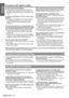 Page 10Precautions with regard to safety
ENGLISH - 10
Important 
Information
Do not mix old and new batteries.
 If the batteries are inserted incorrectly, they may 
explode or leak, and fire, injury or contamination of 
the battery compartment and surrounding area may 
result.
Remove the used batteries from the remote control 
promptly.
 If you leave used batteries in the remote control for 
an extended period of time, it may cause liquid 
leaking, abnormal internal temperature rising or 
explosion.
If not...