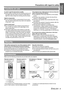 Page 9Precautions with regard to safety
ENGLISH - 9
Important 
InformationIn order to get the best picture quality
 Draw curtains or blinds over any windows and turn off 
any lights near the screen to prevent outside light or 
light from indoor lamps from shining onto the screen.
Optical components
 If you use the projector consecutively 6 hours every 
day, the optical components may need to be replaced 
in less than 1 year.
Liquid crystal panel
 Do not project the same image for long periods of 
time, as this...